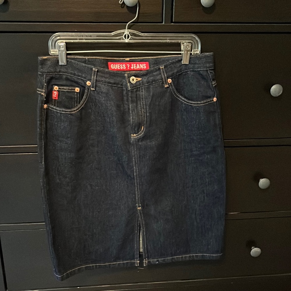 Guess Dark Denim Midi Skirt
